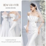 TVC433 Đầm Cưới Cô Dâu, Váy Tiệc Cưới Bó Cá, Cúp Ngực, Dáng Ôm, Kèm tà