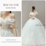 TVC405 Đầm Cưới Cô Dâu, Váy Tiệc Cưới Đính Hoa 3D, Cúp Ngực, Tùng Bồng Bềnh