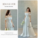 TVC413 Đầm Cưới Cô Dâu, Váy Tiệc Cưới Đi Bàn, Cúp Ngực, Dáng Xuông