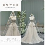 TVC351 Đầm Cưới Cô Dâu, Váy Tiệc Cưới Đi Bàn, Hoạ Tiết Hoa 3D Tinh Tế, Có Cúp Ngực, Váy Thiết Kế