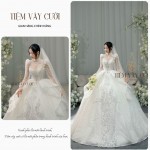 TVC356 Váy Cưới Cô Dâu, Váy Tiệc Cao Cấp, Voan, Hoạ Tiết Hoa 3D Cúp Ngực, Váy Cưới Thiết Kế