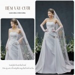 TVC360 Đầm Cưới Cô Dâu, Váy Tiệc Cưới Cúp Ngực, Không Tay, Dáng Xuông, Đính Hoa Hàng Thiết Kế