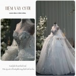 TVC365 Đầm Cưới Cô Dâu, Váy Tiệc Cưới Dài Tay, Vải Lưới Mịn, Cúp Ngực, Tùng Bồng , Váy Thiết Kế