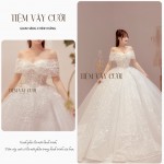 TVC378 Đầm Cưới Cô Dâu, Váy Cưới Tiệc Làm Lễ, Đính Hoa 3D, Cúp Ngực, Hoa 3D