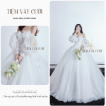 TVC236 Đầm Cưới Cô Dâu, Váy Cưới Tiệc Làm Lễ, Vải Ren Lưới, Cúp Ngực, Họa Tiết Hoa