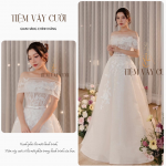 TVC167 Đầm Cưới Cô Dâu, Váy Cưới Tiệc Đi Bàn, Hoạ Tiết Hoa 3D Tinh Tế Có Cúp Ngực