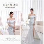 TVC520 Đầm Cưới Cô Dâu, Váy Cưới Tiệc Đi Bàn, Cúp Ngực, Dáng Xuông