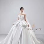 TVC595 Đầm Cưới Cô Dâu, Váy Cưới Đi Tiệc, Cúp Ngực, Phi Nhật, Tùng Bồng Bềnh