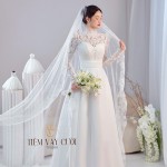 TVC689 Váy Cưới Đi Bàn, Đầm Cưới Đi Bàn, Tay Dài, Phối Ren, Dáng Xuông