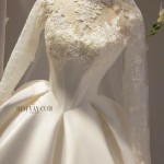 TVC823 Váy Cưới Làm Lễ, Đầm Cưới Dài Tay, Cổ Đá Rời, Tùng Bồng