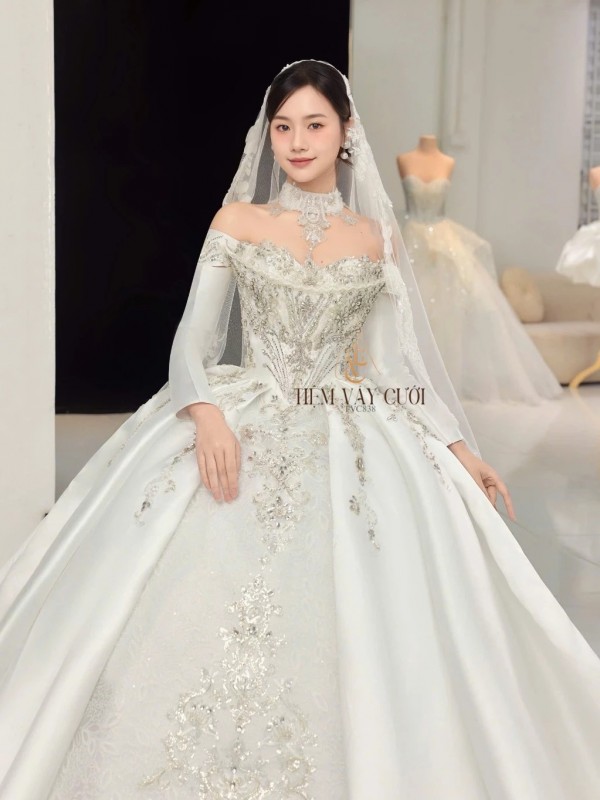 TVC838 Váy Cưới Làm Lễ, Đầm Cưới Đi Tiệc, Cúp Ngực